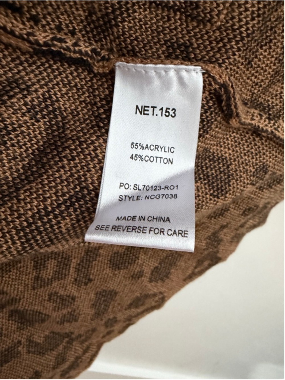 NET.153 Leopard Print Heavy Knit Blazer Jacket - Open Front Cardigan - Size L - Picture 7 of 9